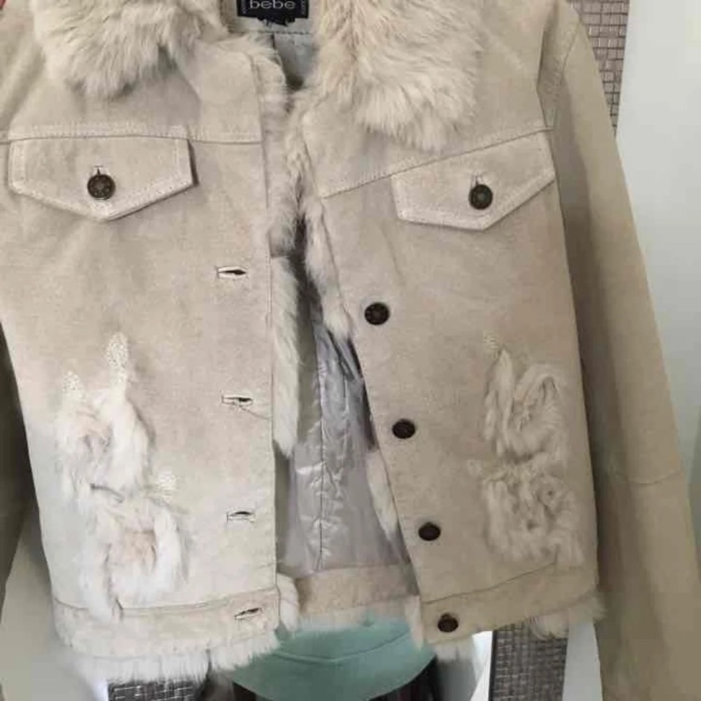 BEBE Tan Leather Jacket (high quality)